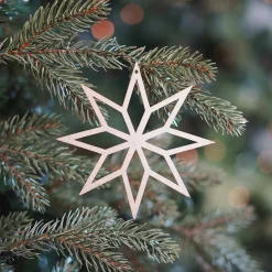 Christmas Ornament Geometric Star Wood 12 Cm Gold