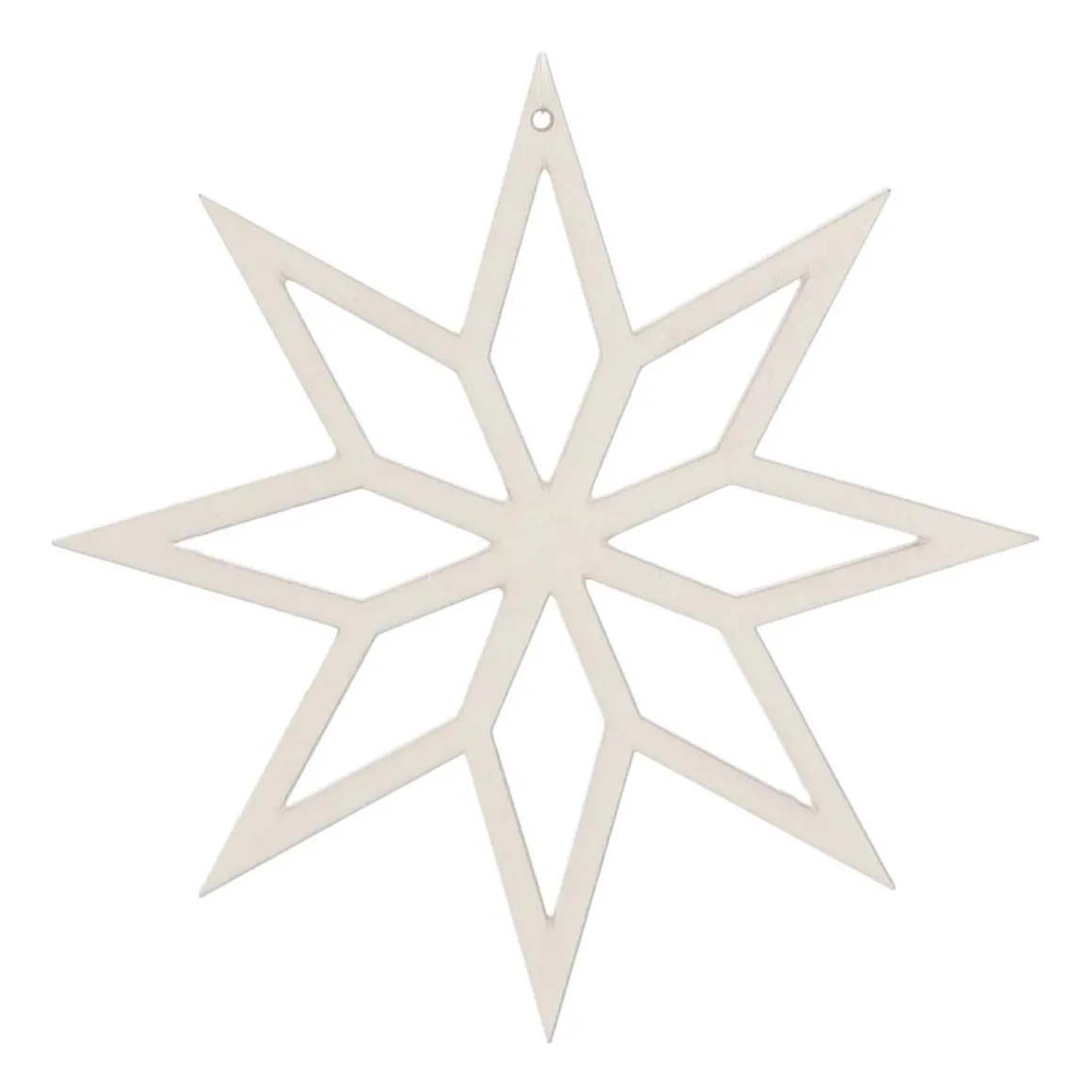 Christmas Ornament Geometric Star Wood 12 Cm White