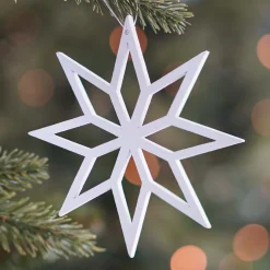 Christmas Ornament Geometric Star Wood 12 Cm White