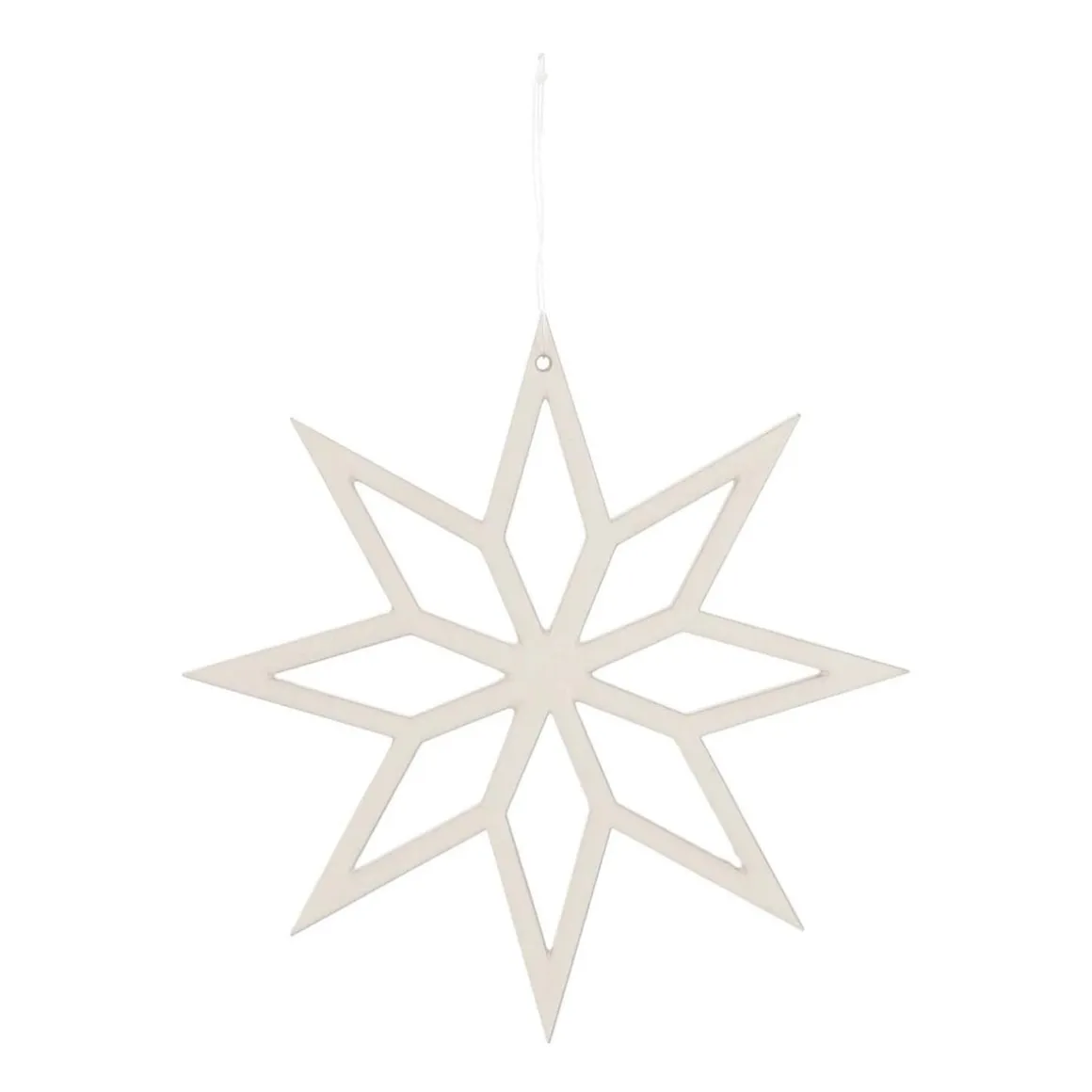 Christmas Ornament Geometric Star Wood 12 Cm White
