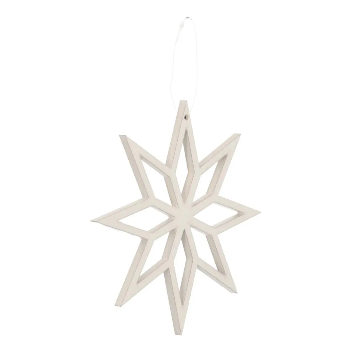 Christmas Ornament Geometric Star Wood 12 Cm White