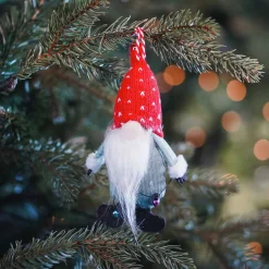 Christmas Ornament Gnome With Lights 12 Cm Fabric