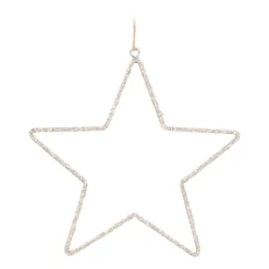 Christmas Ornament Metal Star With Beads | Champagne | 14cm