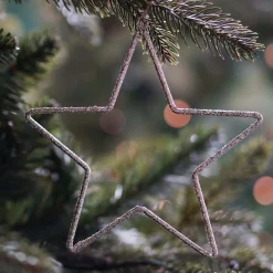 Christmas Ornament Metal Star With Beads | Champagne | 14cm