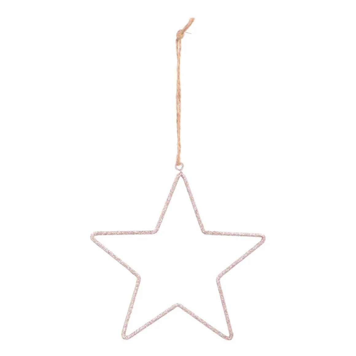 Christmas Ornament Metal Star With Beads | Pink | 14cm