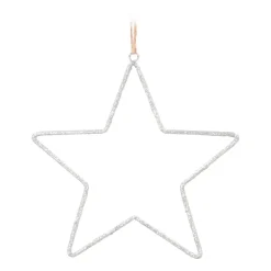 Christmas Ornament Metal Star With Beads | Silver | 14cm