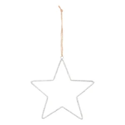 Christmas Ornament Metal Star With Beads | Silver | 14cm