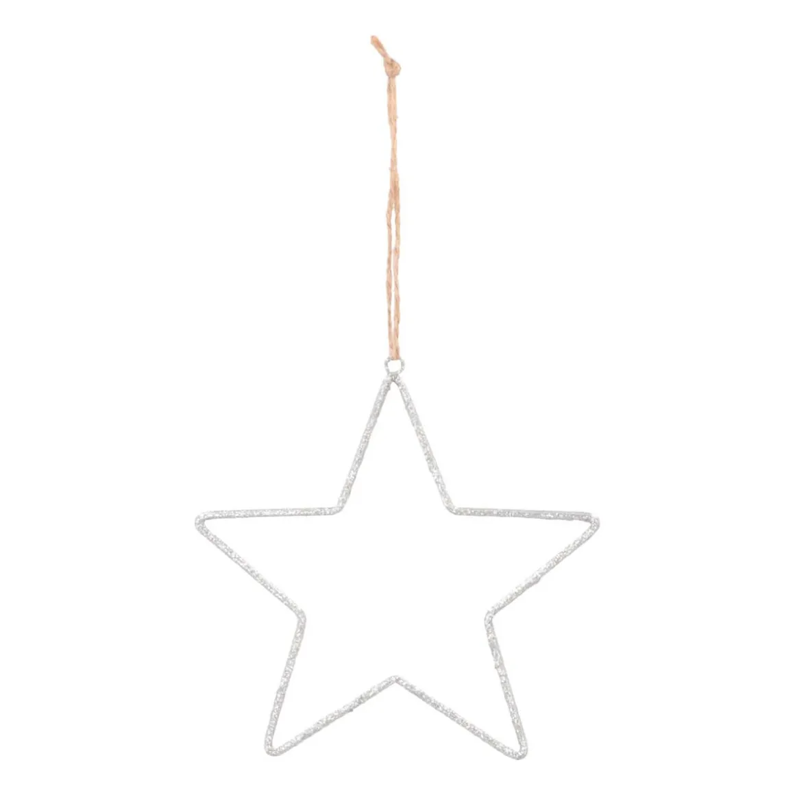 Christmas Ornament Metal Star With Beads | Silver | 14cm