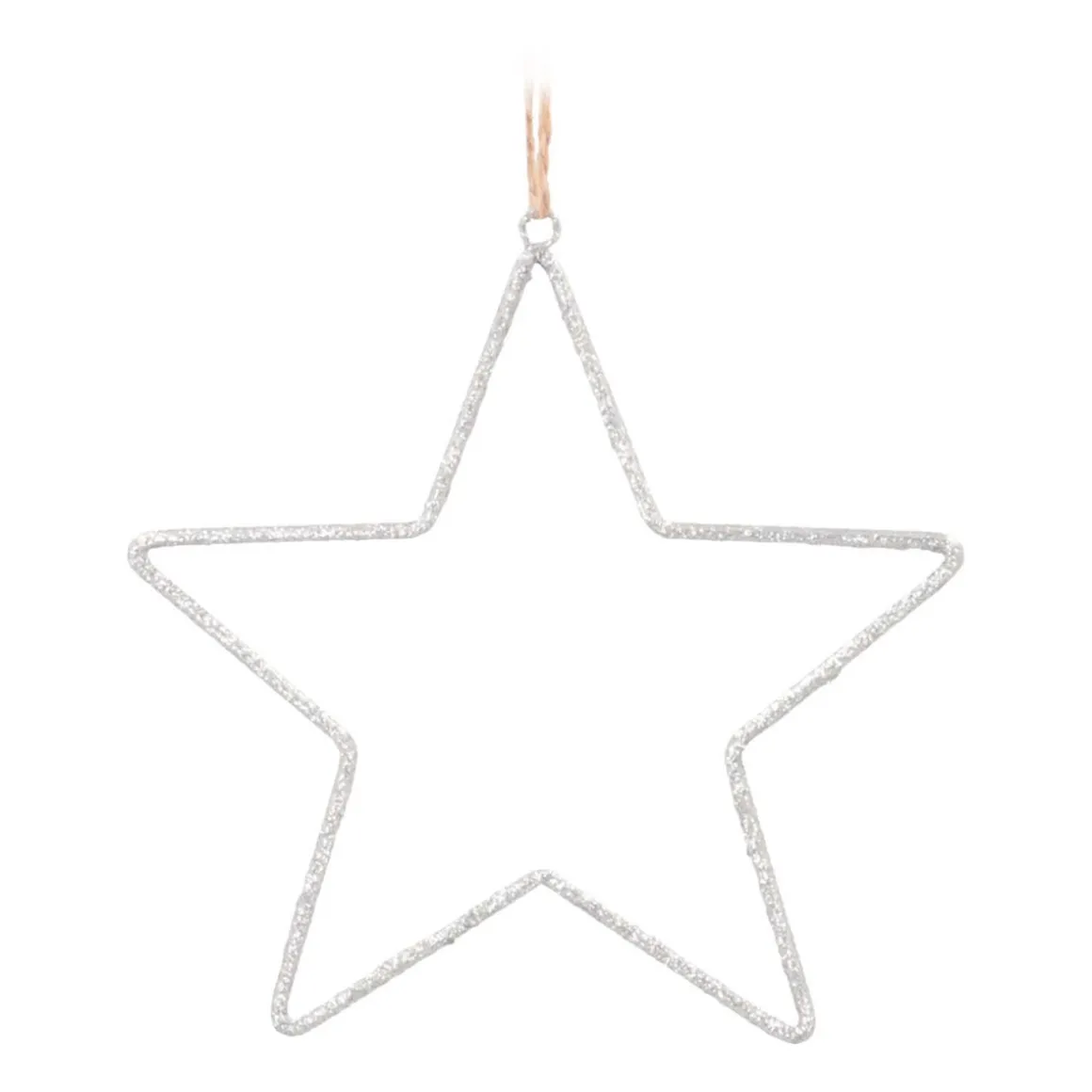 Christmas Ornament Metal Star With Beads | Silver | 14cm