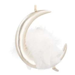 Christmas Ornament Moon With Angel | Polyresin | 13cm