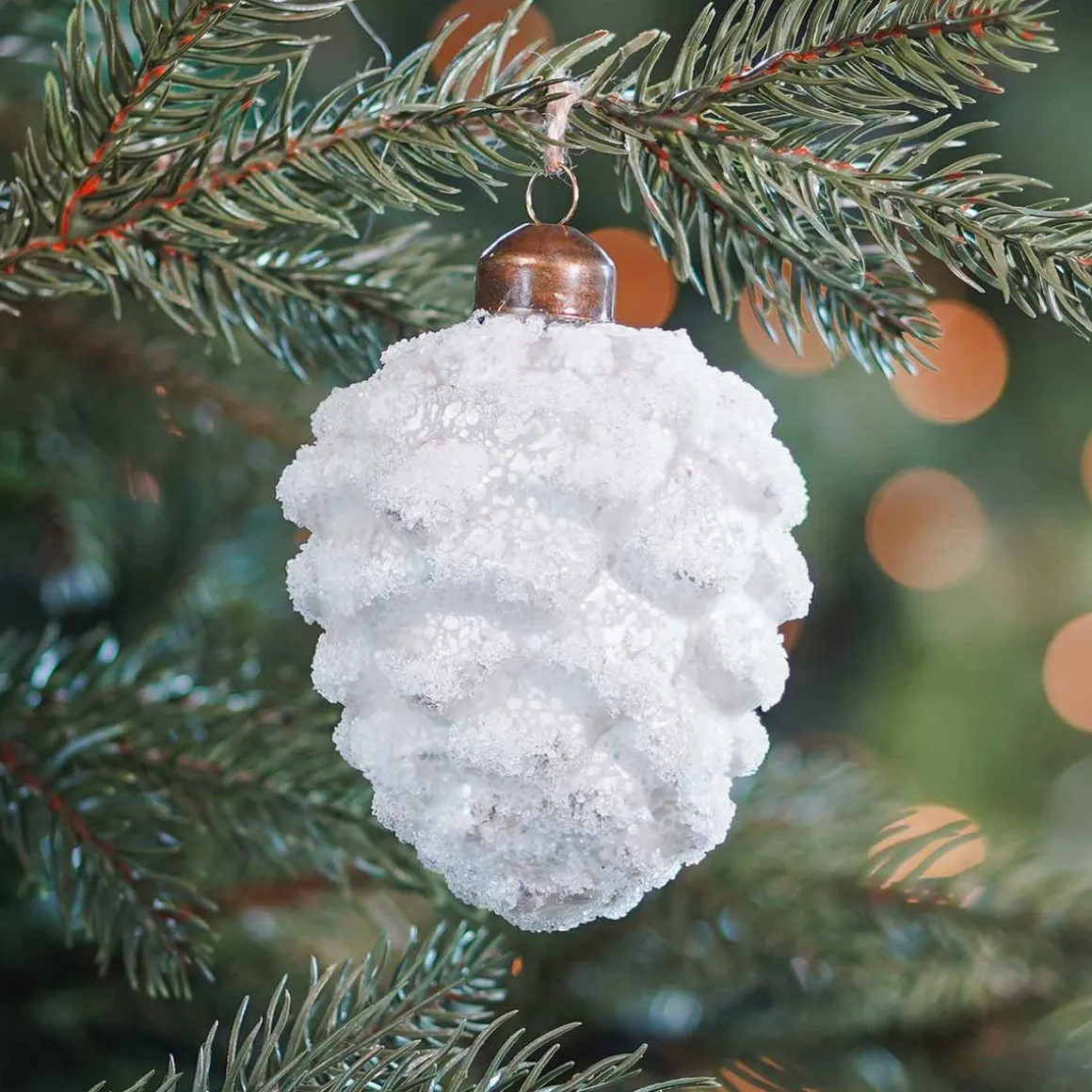 Christmas Ornament Pine Cone | Antique Silver | Glass | 10 Cm