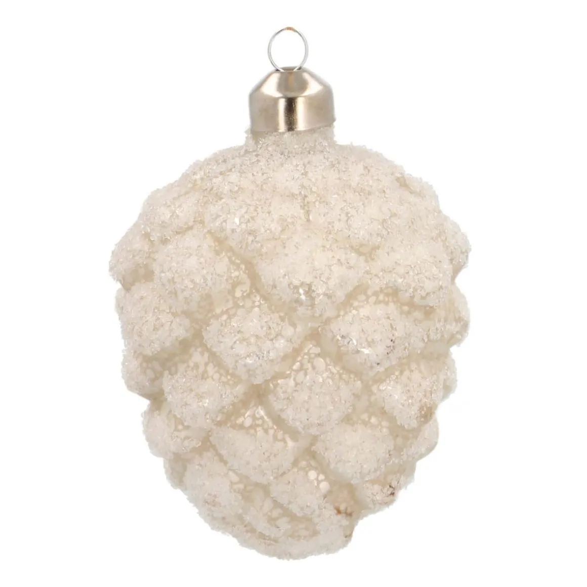 Christmas Ornament Pine Cone | Antique Silver | Glass | 10 Cm