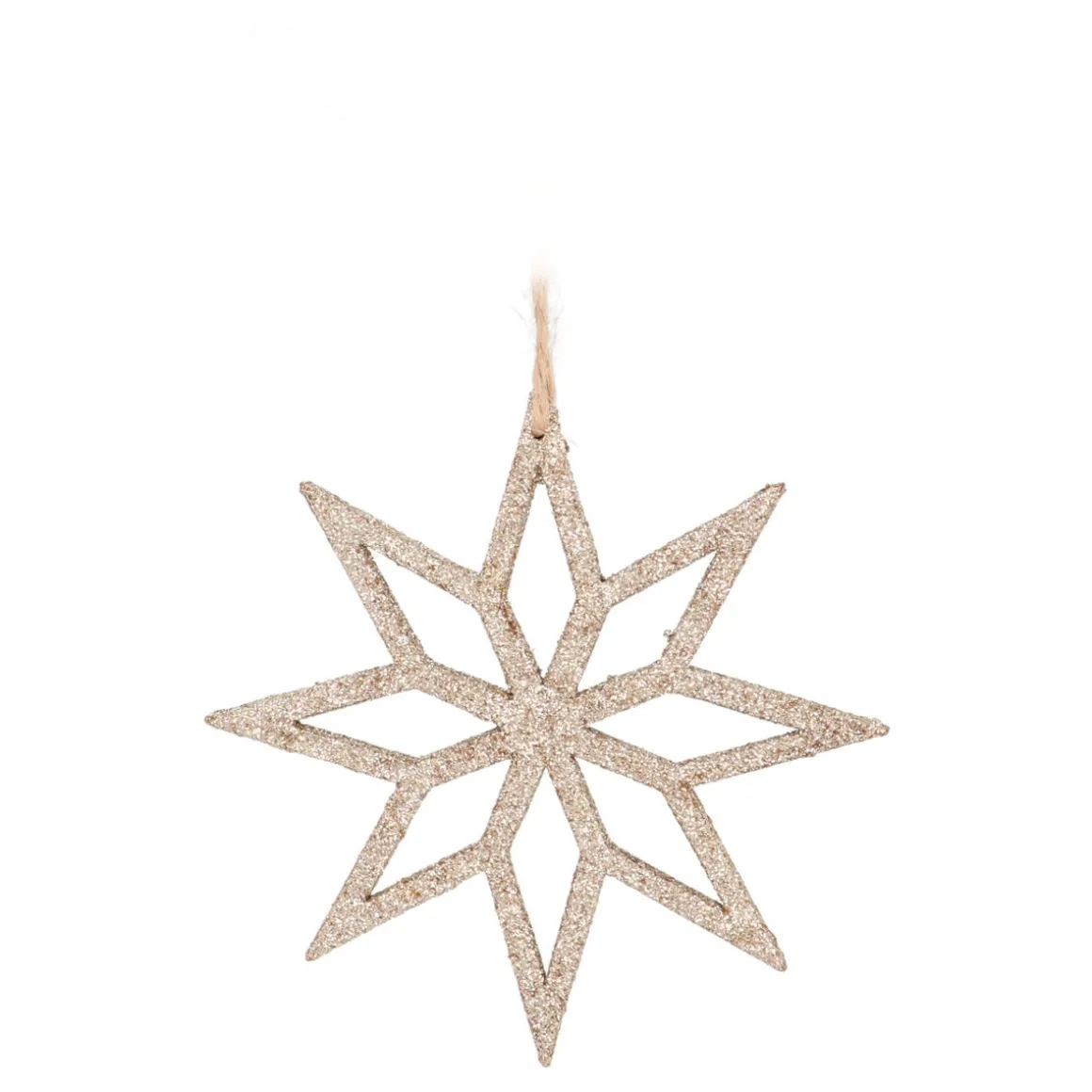 Christmas Ornament Wooden Star | Champagne | Glitter | 12 Cm