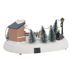 Christmas Village Ice Rink | 4 Moving Skaters | LED Lighting | Music | 29cm Wide