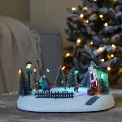 Christmas Village Ice Rink | 4 Moving Skaters | LED Lighting | Music | 29cm Wide
