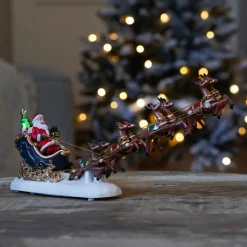 Christmas Village Santa With Reindeer | LED Lighting | 36cm Long