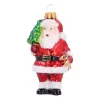 Classic Glass Santa Ornament With Bell And Candy Cane