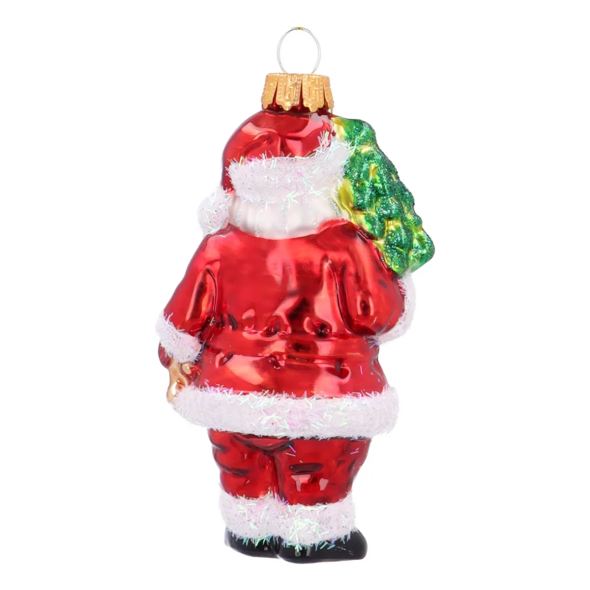 Classic Glass Santa Ornament With Bell And Candy Cane