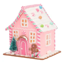 Clay Gingerbread House Pastel With LED | Handmade | Batteries Incl. | 21 Cm