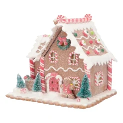 Clay Gingerbread House With LED | Handmade | Batteries Incl. | 17 Cm