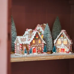 Clay Gingerbread House With LED | Handmade | Batteries Incl. | 17 Cm