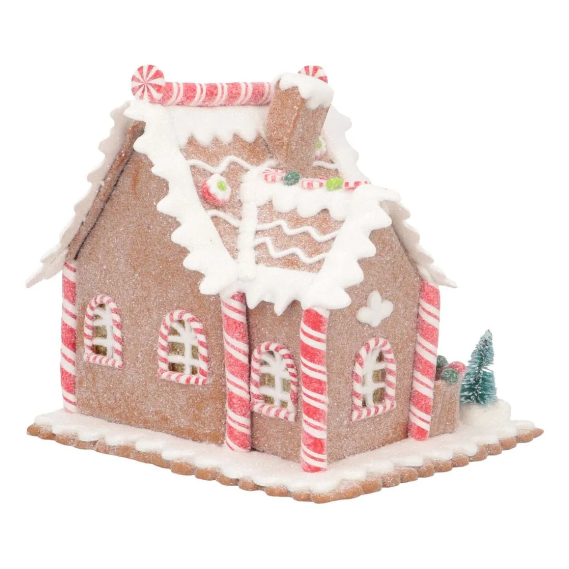 Clay Gingerbread House With LED | Handmade | Batteries Incl. | 17 Cm