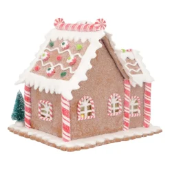Clay Gingerbread House With LED | Handmade | Batteries Incl. | 17 Cm