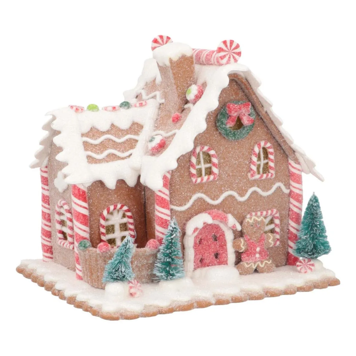 Clay Gingerbread House With LED | Handmade | Batteries Incl. | 17 Cm
