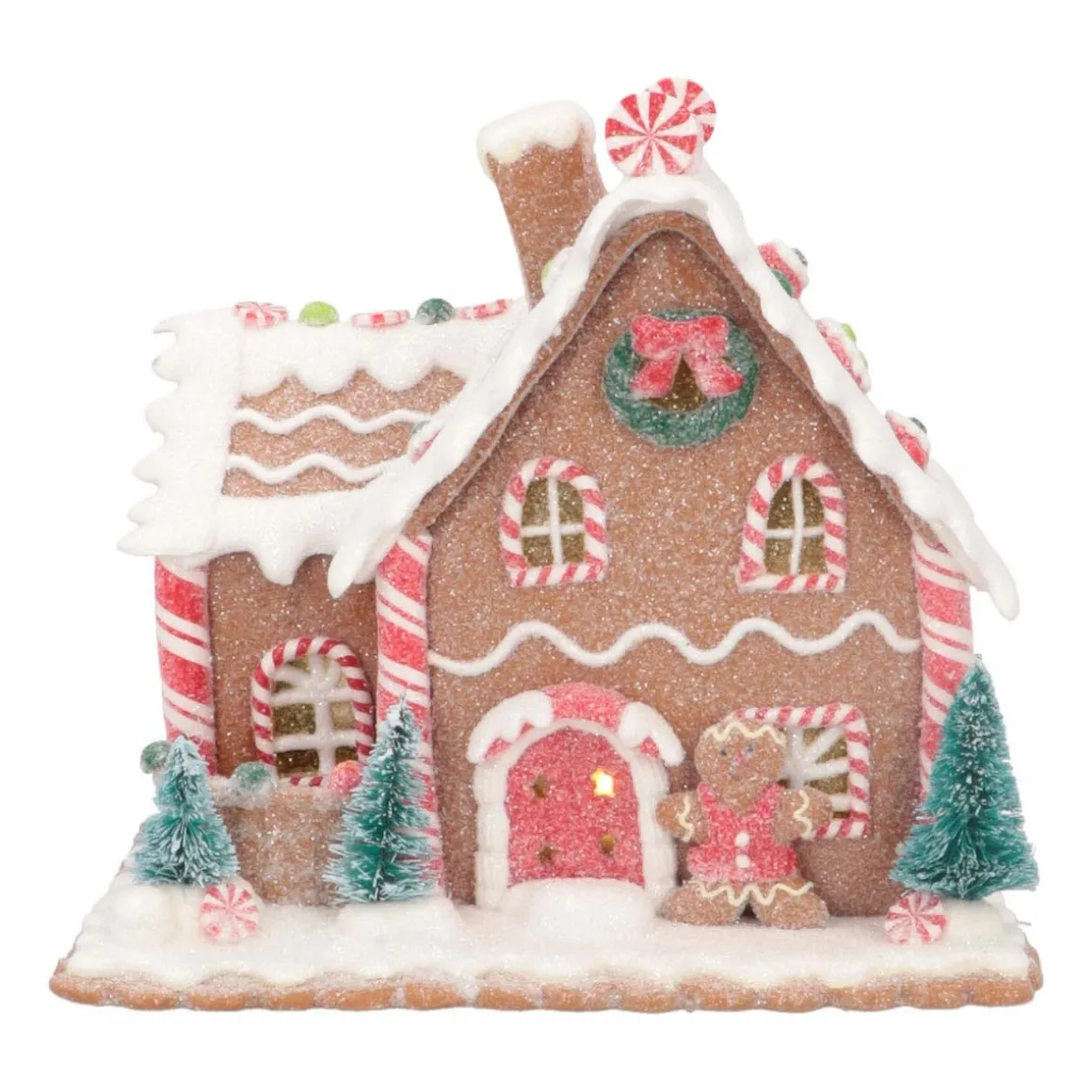 Clay Gingerbread House With LED | Handmade | Batteries Incl. | 17 Cm