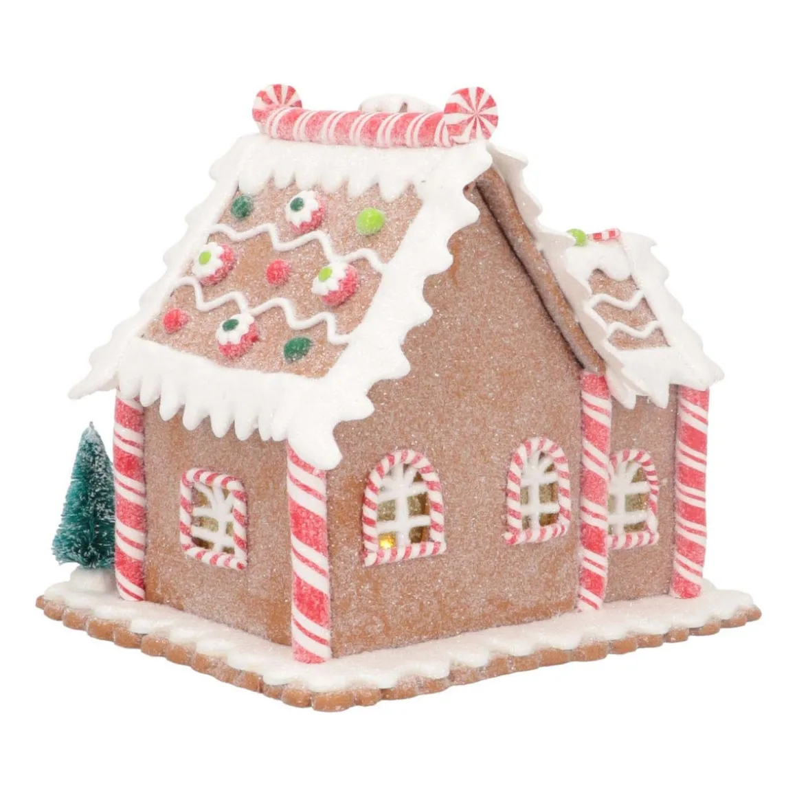 Clay Gingerbread House With LED | Handmade | Batteries Incl. | 17 Cm