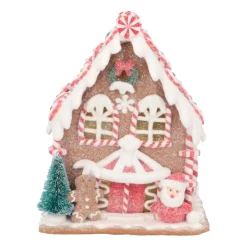 Clay Gingerbread House With LED | Handmade | Batteries Incl. | 16 Cm