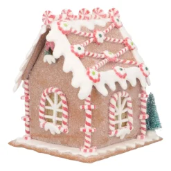 Clay Gingerbread House With LED | Handmade | Batteries Incl. | 16 Cm