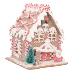 Clay Gingerbread House With LED | Handmade | Batteries Incl. | 16 Cm