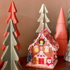 Clay Gingerbread House With LED | Handmade | Batteries Incl. | 16 Cm