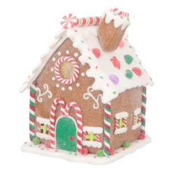 Clay Gingerbread House With LED | Handmade | Batteries Incl. | 15 Cm