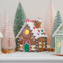 Clay Gingerbread House With LED | Handmade | Batteries Incl. | 15 Cm