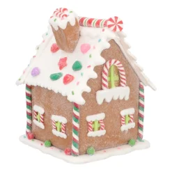 Clay Gingerbread House With LED | Handmade | Batteries Incl. | 15 Cm