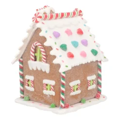 Clay Gingerbread House With LED | Handmade | Batteries Incl. | 15 Cm