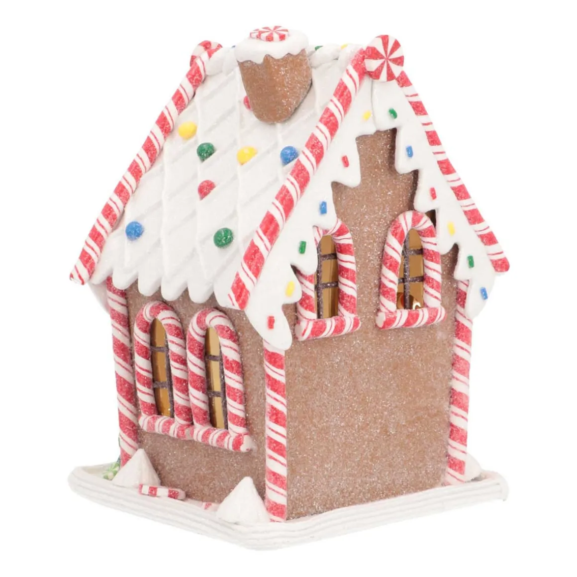 Clay Gingerbread House With LED | Handmade | With Snowman |17 Cm