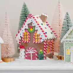 Clay Gingerbread House With LED | Handmade | With Snowman |17 Cm