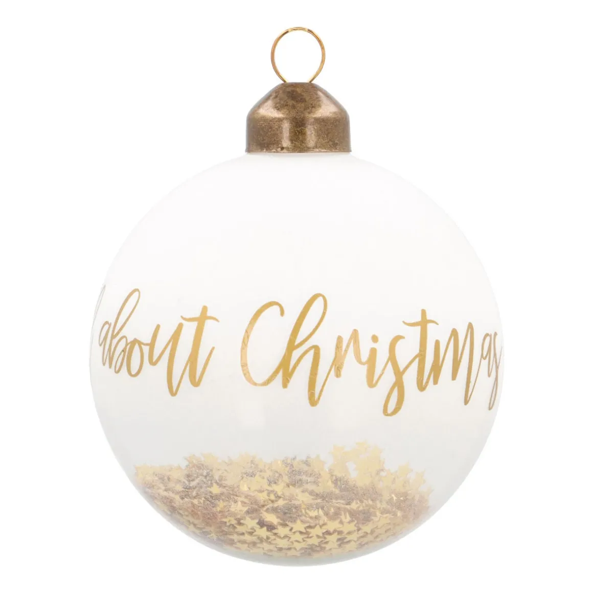 Clear Glass Bauble It's All About Christmas | White | 8 Cm
