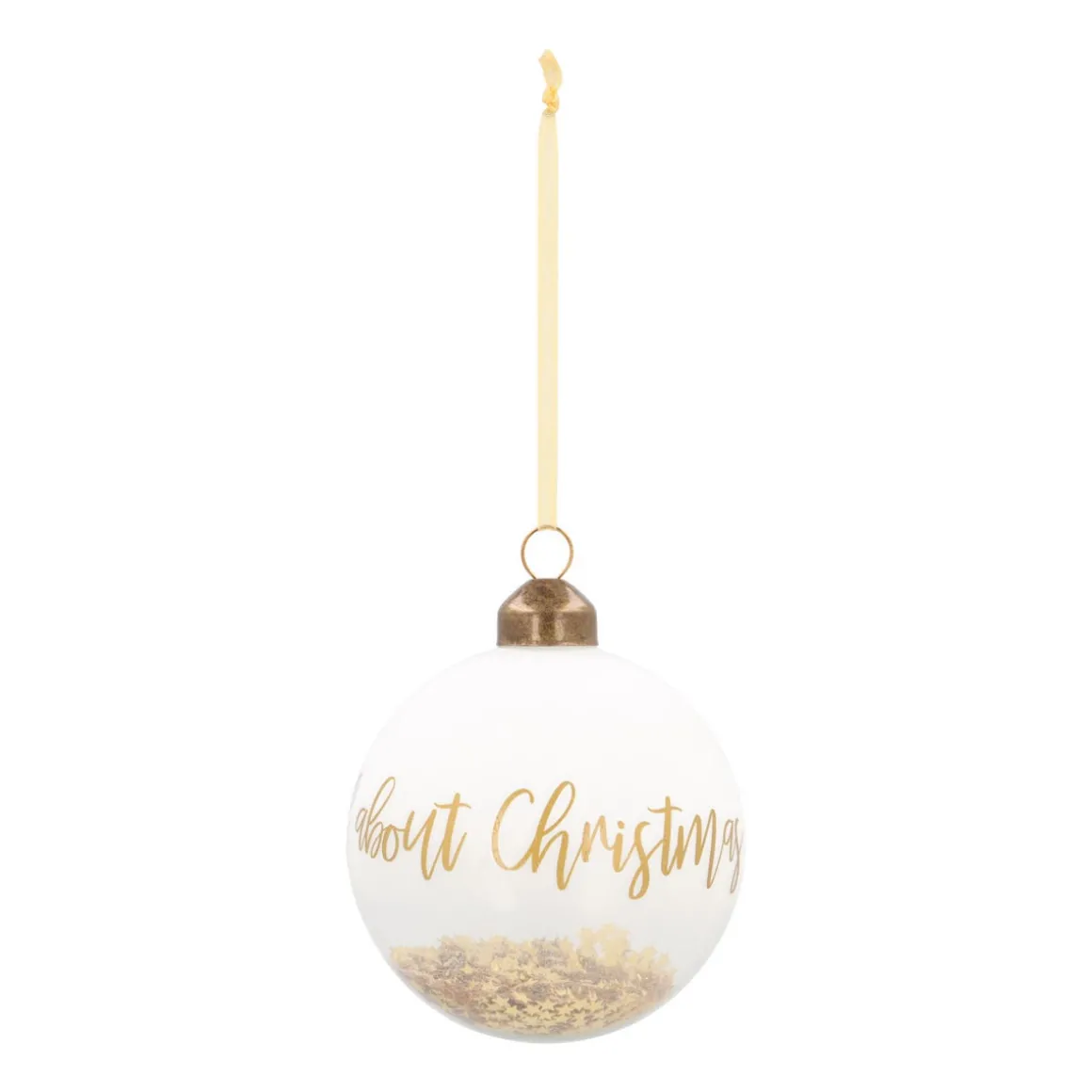 Clear Glass Bauble It's All About Christmas | White | 8 Cm