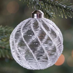 Clear Glass Bauble Swirl | 8 Cm