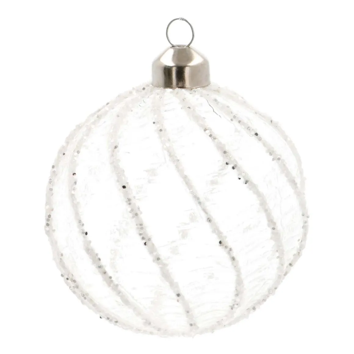 Clear Glass Bauble Swirl | 8 Cm