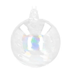 Clear Glass Bauble Swirl | Iridescent | 8 Cm