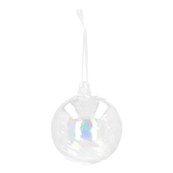 Clear Glass Bauble Swirl | Iridescent | 8 Cm