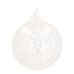 Clear Glass Bauble With Ice Finish | 8 Cm