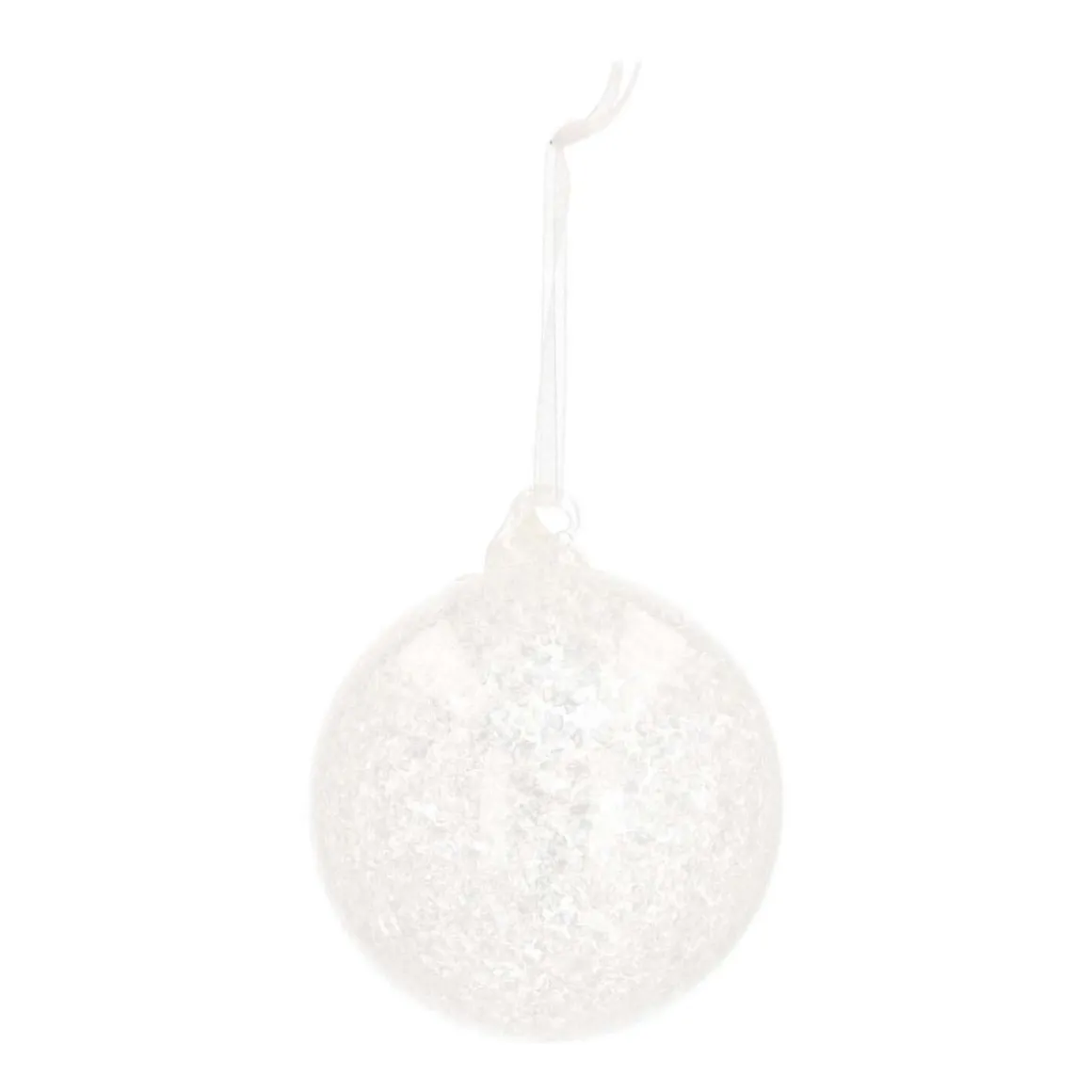Clear Glass Bauble With Ice Finish | 8 Cm