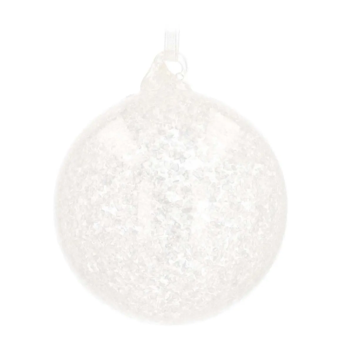 Clear Glass Bauble With Ice Finish | 8 Cm