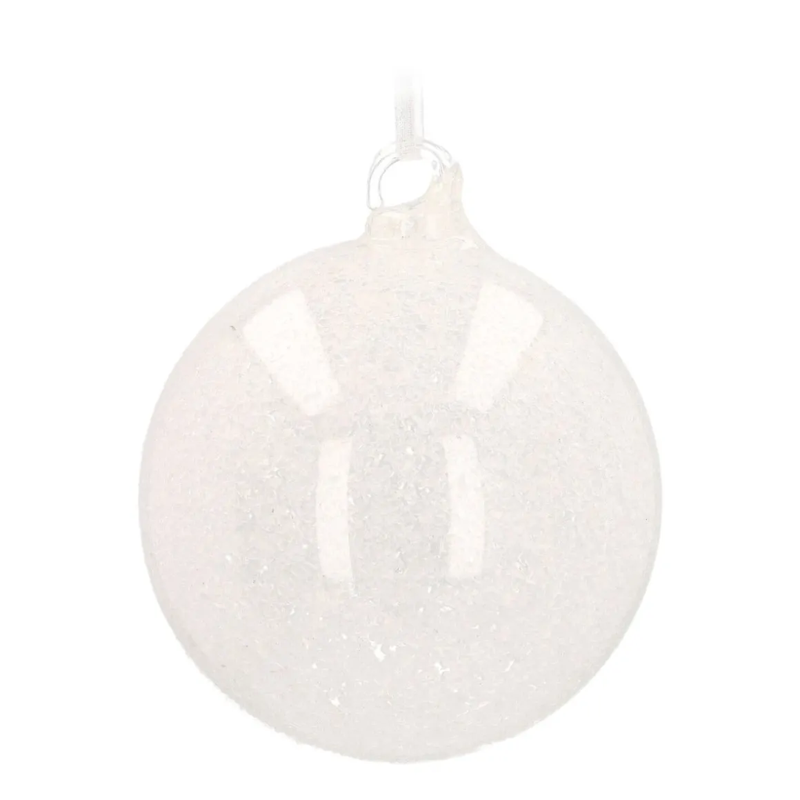 Clear Glass Bauble With Ice Finish | 10 Cm
